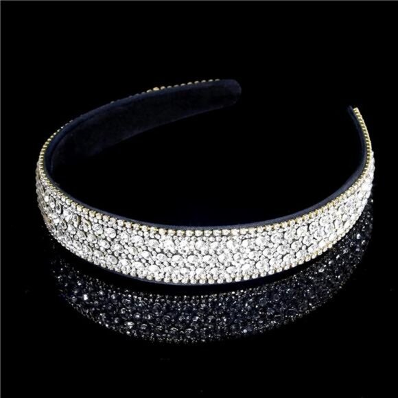 Silver Headband Women Girls Fashion with Rhinestones, Crystal Bling Sparkly - Picture 1 of 7